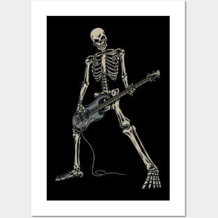 Skeleton Playing Guitar for Rock Music Lover Gift and Hardcore Music Fan Present Posters and Art